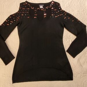 Venus Cold Shoulder Hi-lo Sequined Sweater